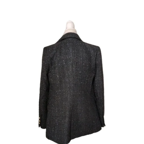 Jason Wu Black Metallic Tweed Double Breasted Blazer Women's Size S - Picture 2 of 6